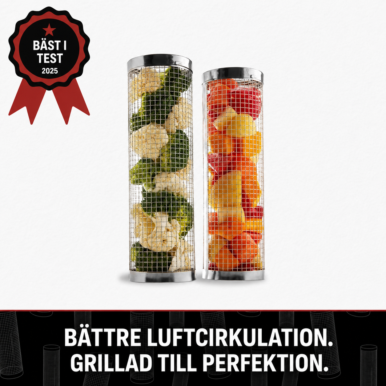 GrillPro™ – Roterande Grillkorg i Rostfritt Stål