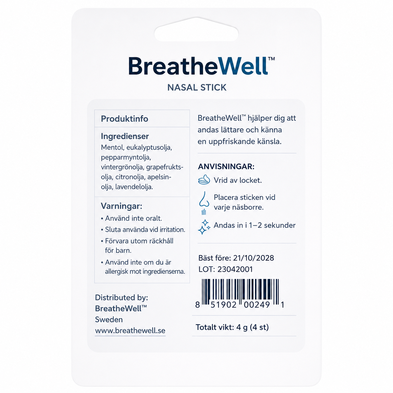 BreatheWell™ – Naturlig Lindring för Täppt Näsa