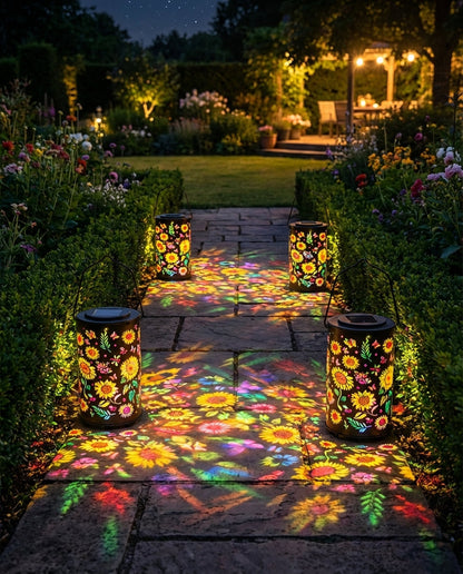 GlowGarden™ – Solcellslykta med Magiska Blomsterprojektioner