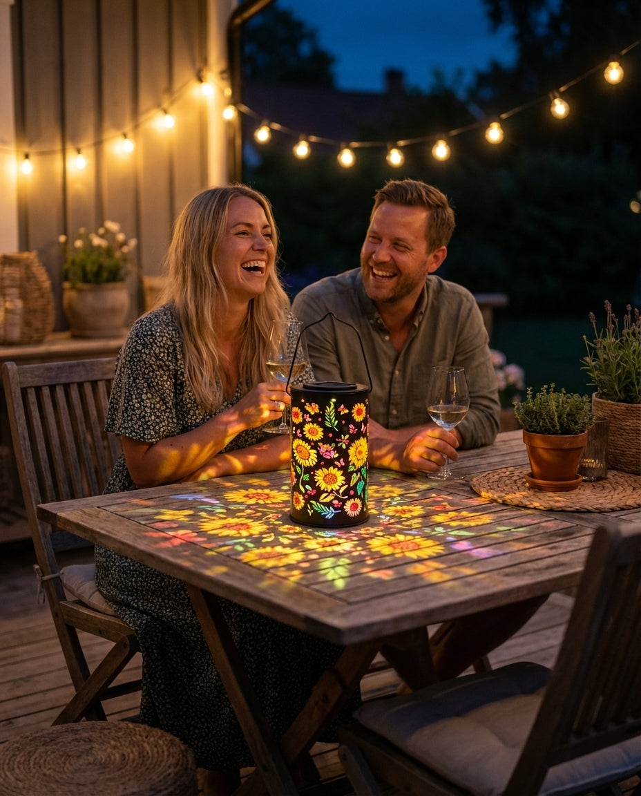 GlowGarden™ – Solcellslykta med Magiska Blomsterprojektioner