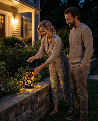 GlowGarden™ – Solcellslykta med Magiska Blomsterprojektioner