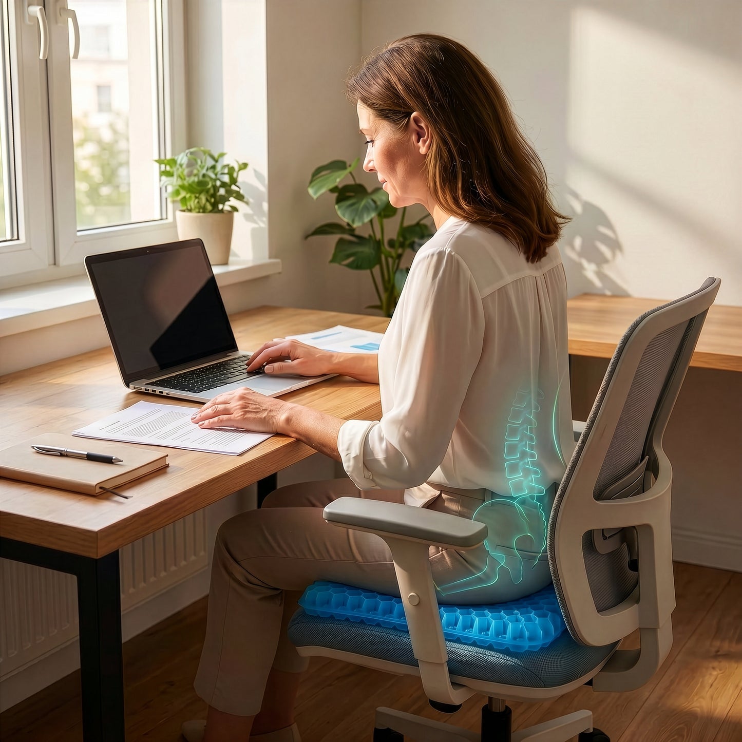 PostureEase™ – Ergonomisk Sittkudde för Rygg, Svanskota & Bättre Hållning