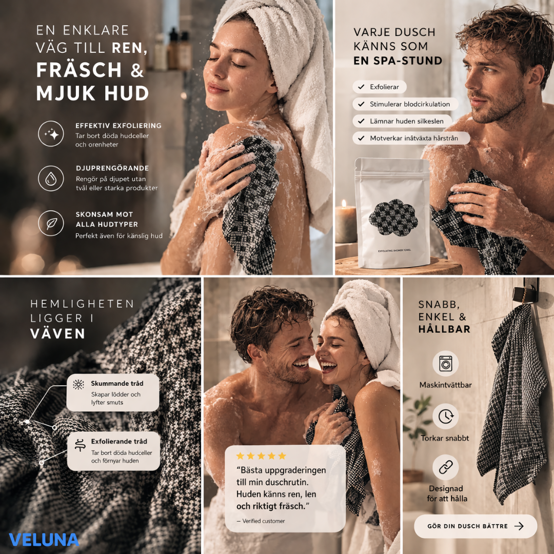 ExfoClean™ Exfolierande Duschhandduk – Djup rengöring & silkeslen hud