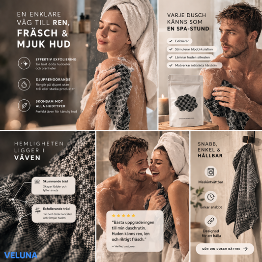 ExfoClean™ Exfolierande Duschhandduk – Djup rengöring & silkeslen hud