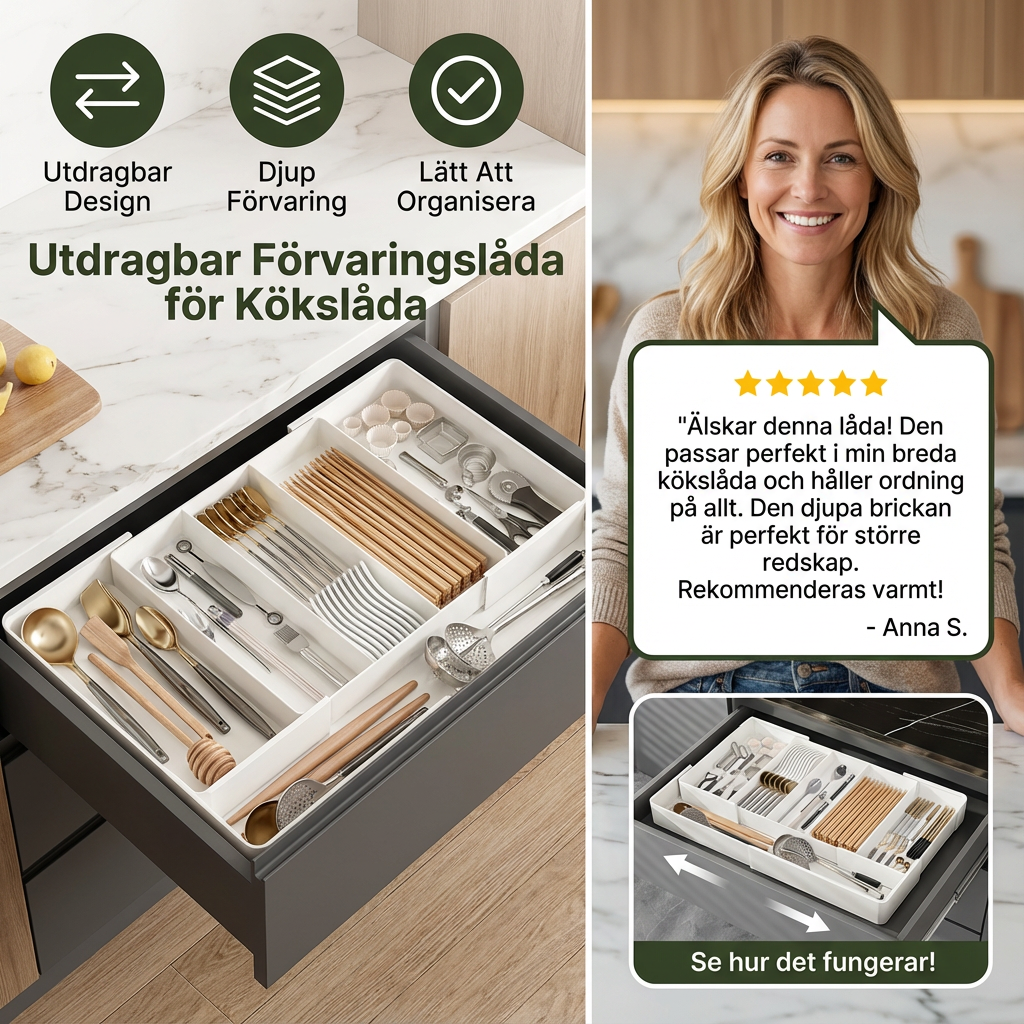 EasyDrawer™ – Smart utdragbar besticklåda för ett organiserat kök