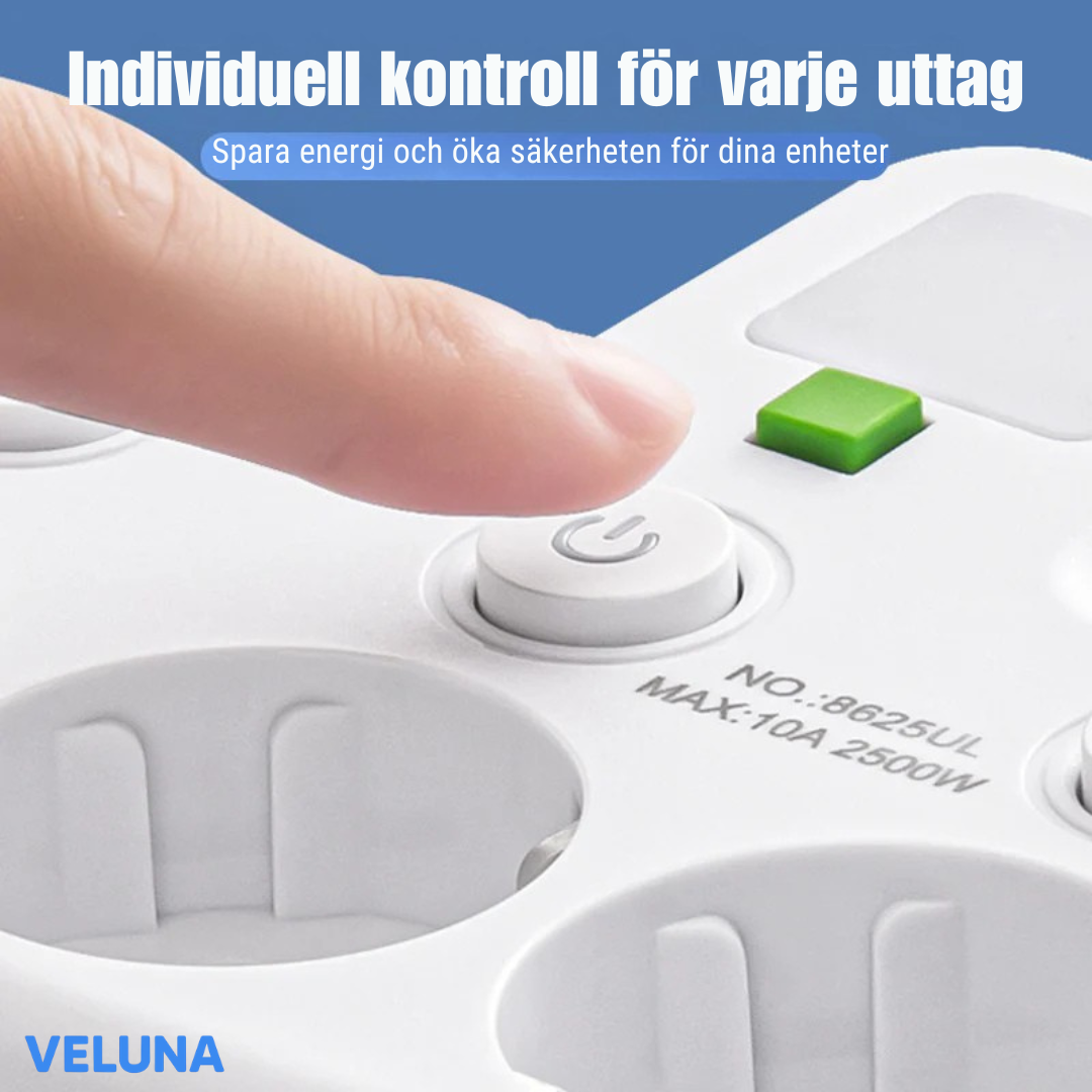 PowerDock™ Smart Laddningshub – Fleruttag med USB och nattlampa
