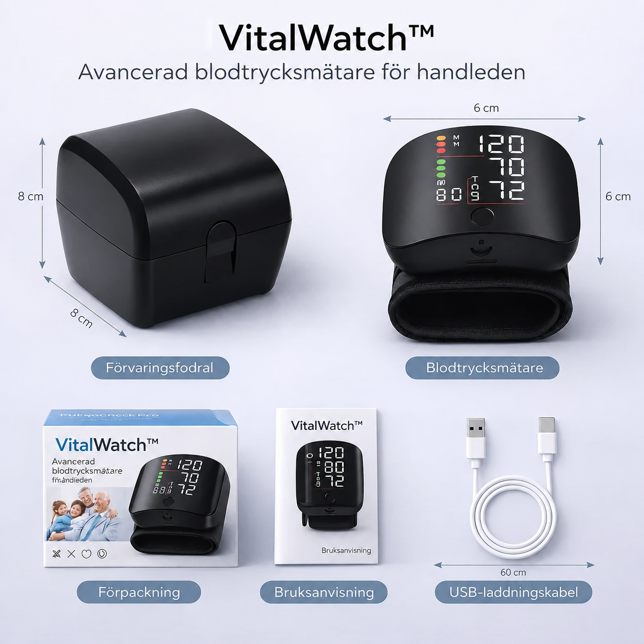 VitalWatch™ – Avancerad blodtrycksmätare för handleden