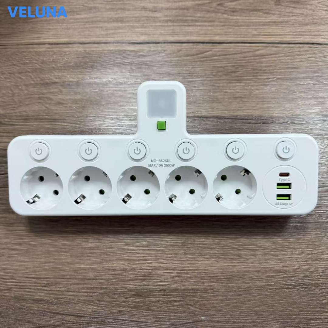 PowerDock™ Smart Laddningshub – Fleruttag med USB och nattlampa