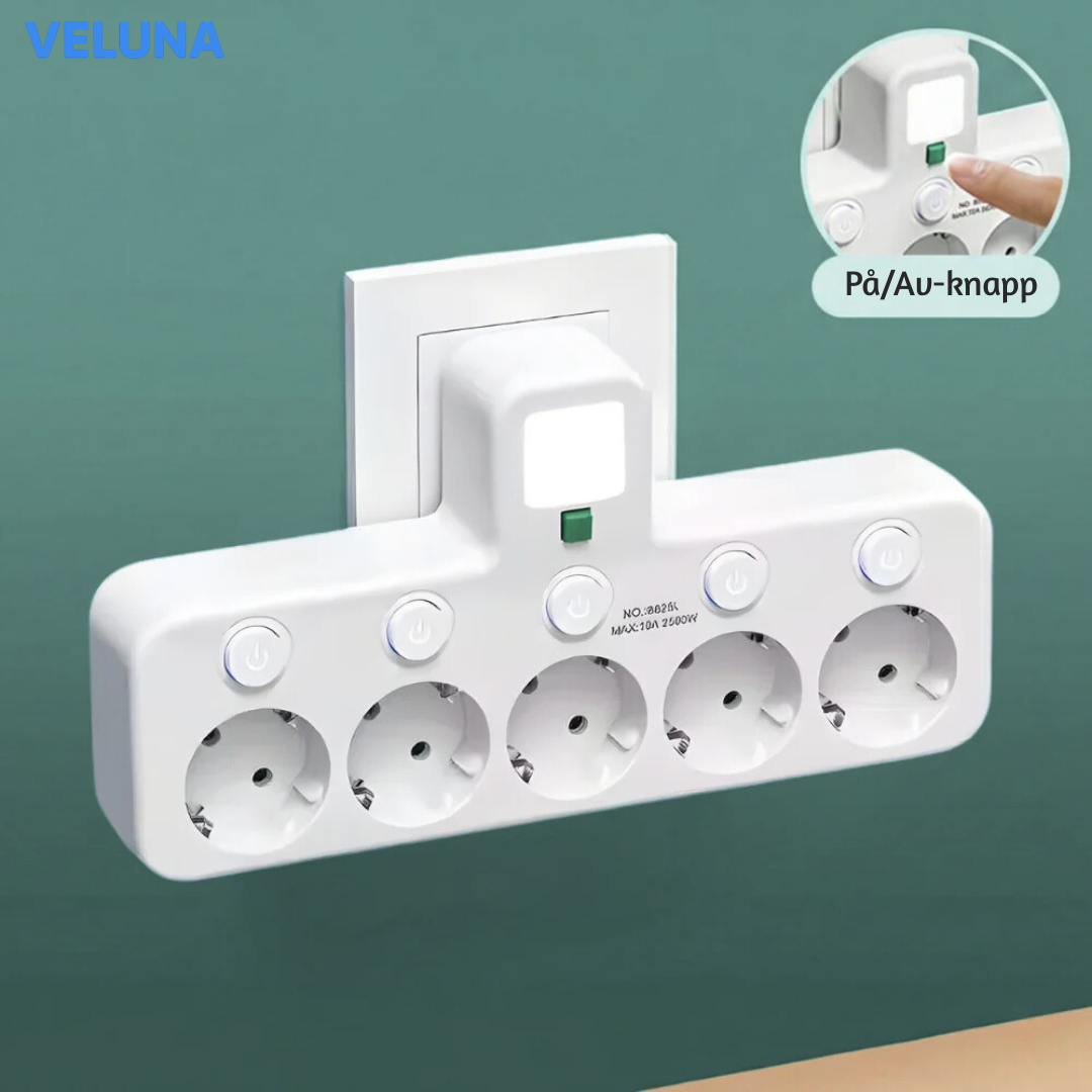 PowerDock™ Smart Laddningshub – Fleruttag med USB och nattlampa