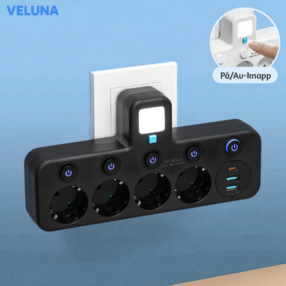 PowerDock™ Smart Laddningshub – Fleruttag med USB och nattlampa
