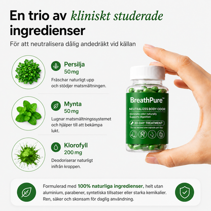 BreathPure™ – Kapslar för Frisk Andedräkt & Kroppslig Fräschhet