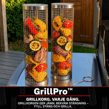 GrillPro™ – Roterande Grillkorg i Rostfritt Stål