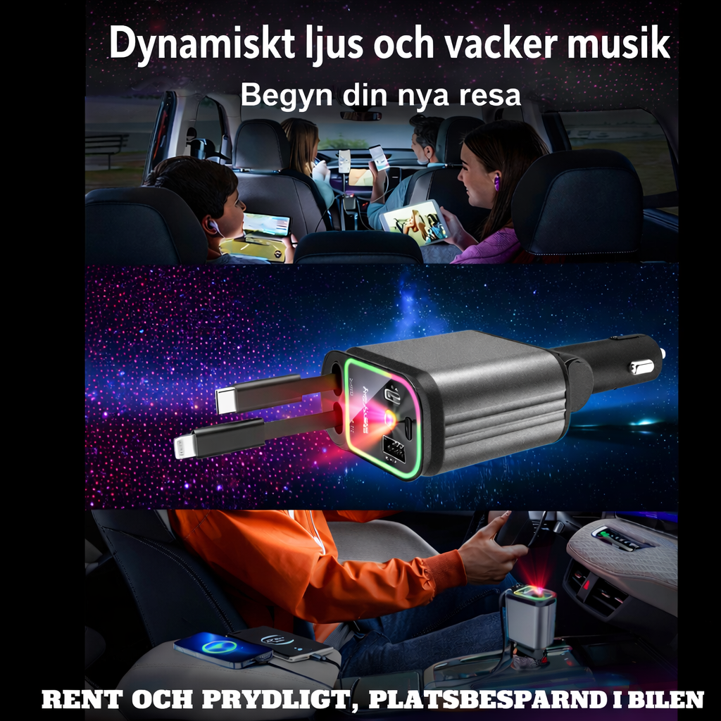 ChargeGlow™ – 66W Snabbladdare med Stjärnprojektor