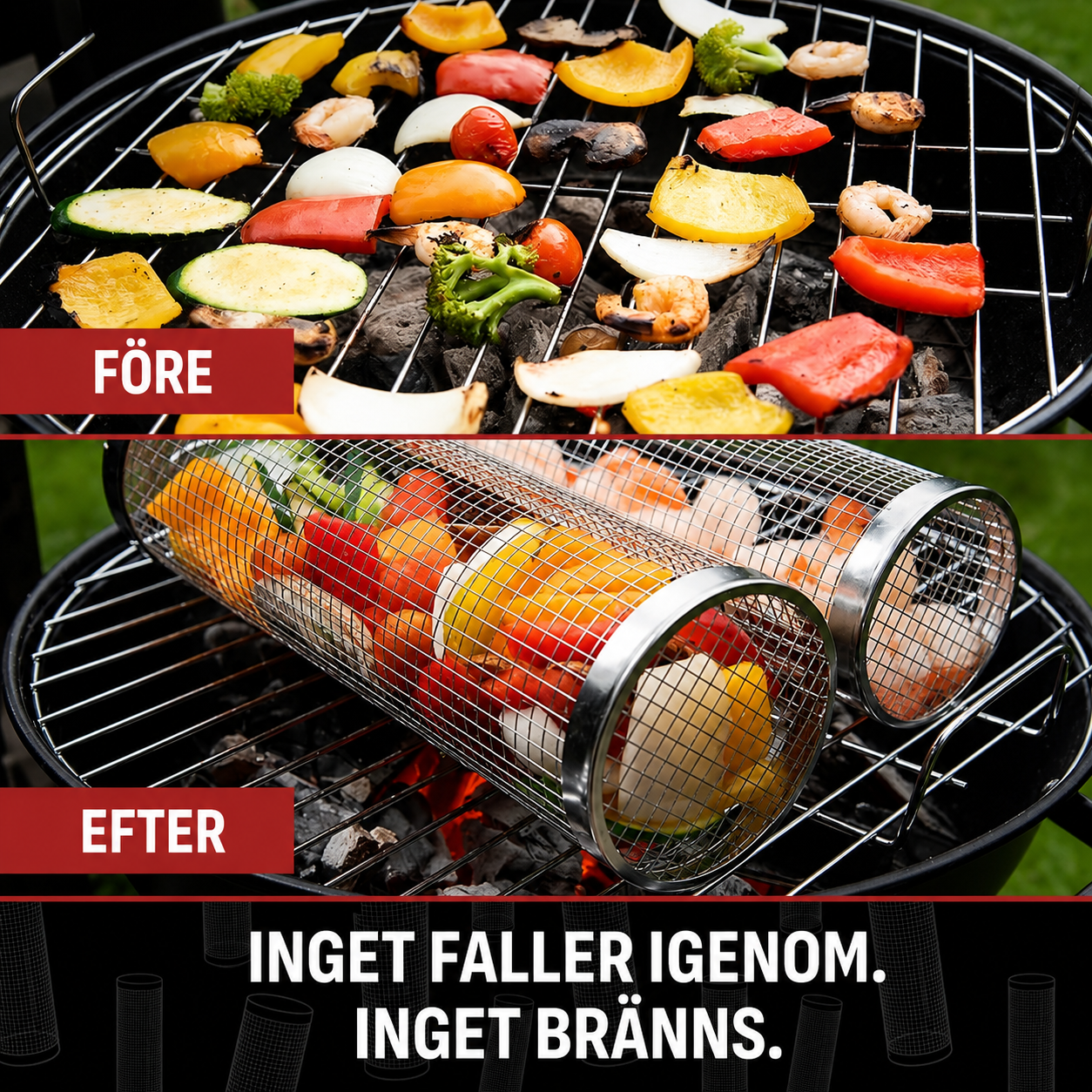 GrillPro™ – Roterande Grillkorg i Rostfritt Stål