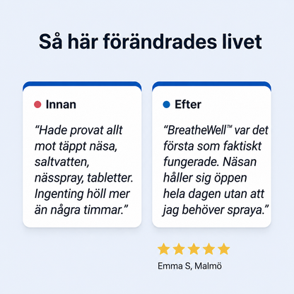 BreatheWell™ – Naturlig Lindring för Täppt Näsa