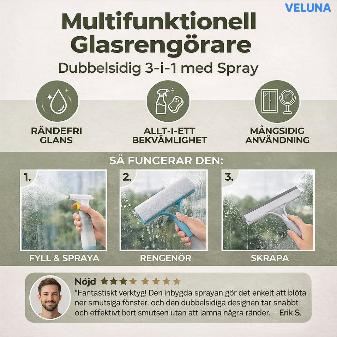 ClearSwipe™ 3-i-1 Glasrengörare - Kristallklart glas — med ett enda drag