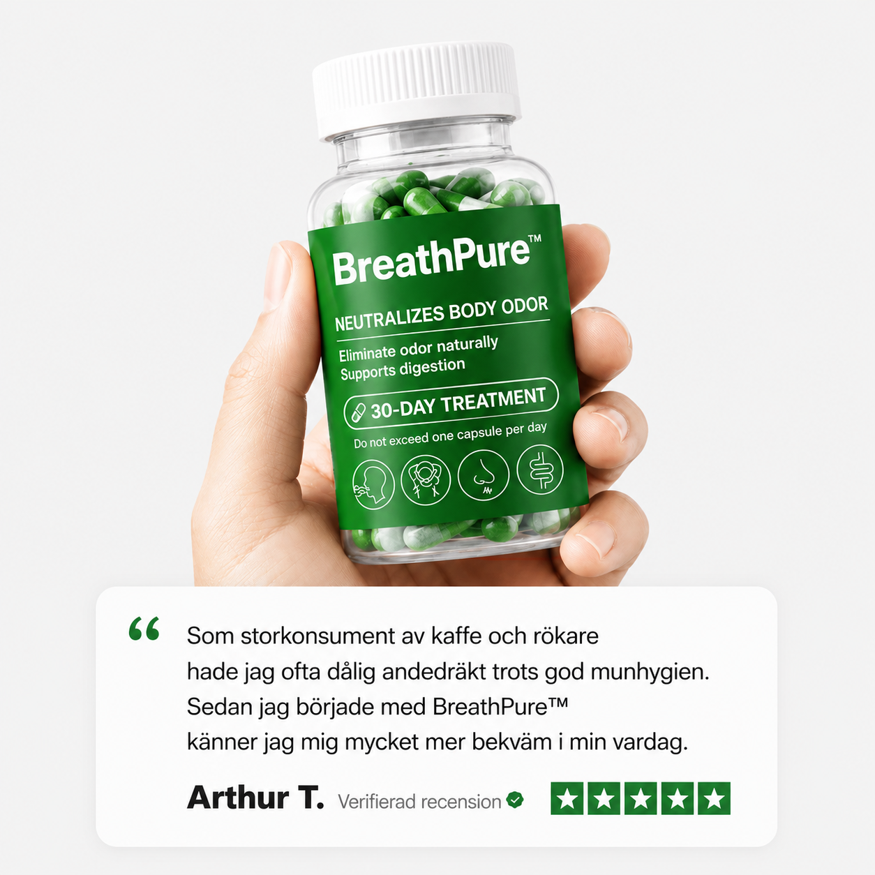 BreathPure™ – Kapslar för Frisk Andedräkt & Kroppslig Fräschhet