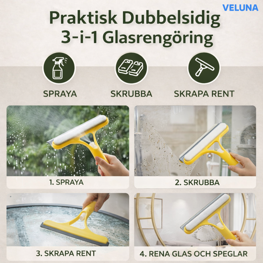 ClearSwipe™ 3-i-1 Glasrengörare - Kristallklart glas — med ett enda drag