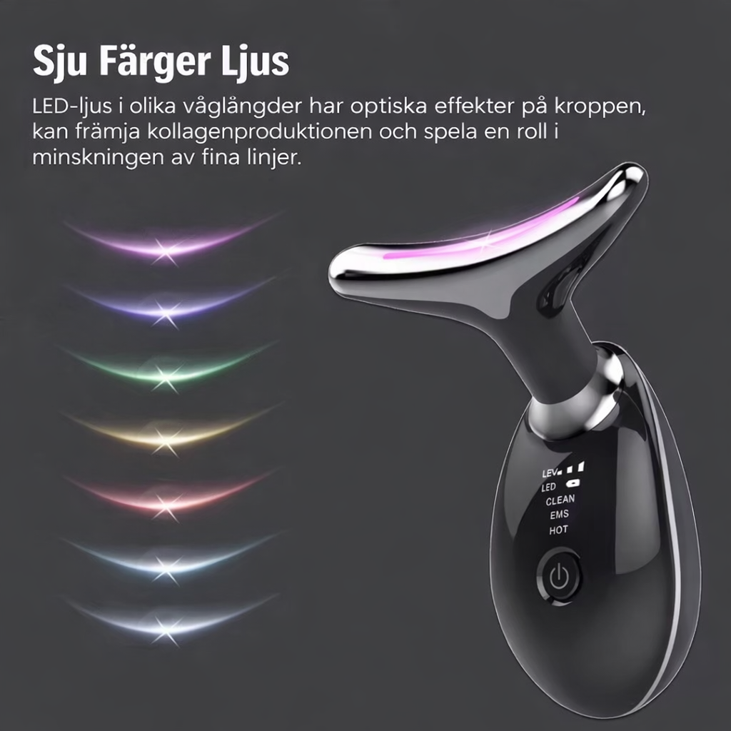 DermaGlow™ – EMS Ansikts- & Halslyft med LED-Ljusterapi