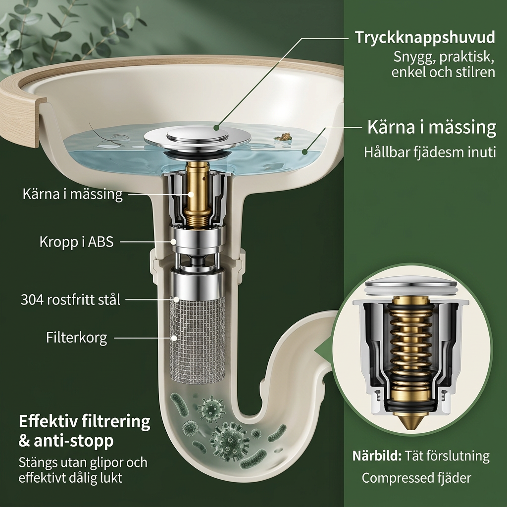 DrainGuard™ – Rostfritt Avloppsfilter som Stoppar Hår & Dålig Lukt