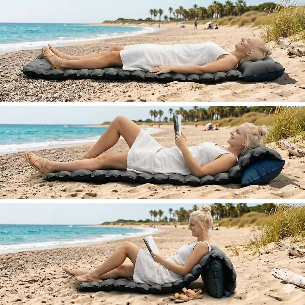 AirLounge™ – Uppblåsbar Solmadrass utan Pump för Strand, Resor & Avkoppling