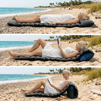 AirLounge™ – Uppblåsbar Solmadrass utan Pump för Strand, Resor & Avkoppling