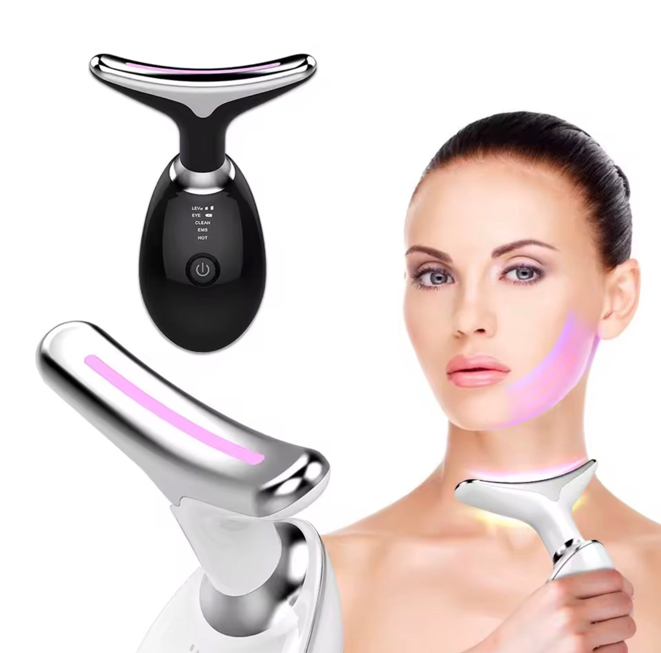 DermaGlow™ – EMS Ansikts- & Halslyft med LED-Ljusterapi