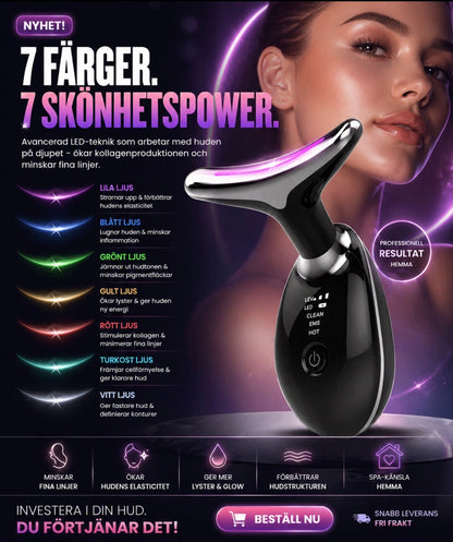 DermaGlow™ – EMS Ansikts- & Halslyft med LED-Ljusterapi