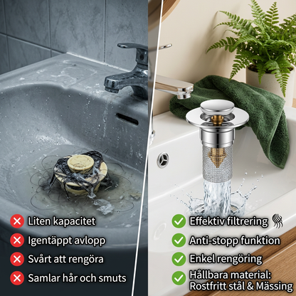 DrainGuard™ – Rostfritt Avloppsfilter som Stoppar Hår & Dålig Lukt