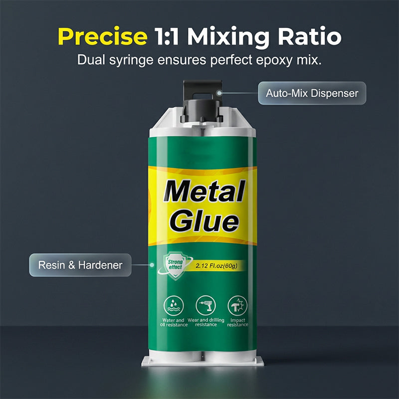 MetalRepair™ – Superstarkt Metallim för Snabba & Hållbara Reparationer + Gratis Omrörare & Sandpapper